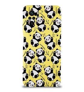 Xiaomi Redmi Note 10s Uyumlu Lansman Kılıf Panda Tasarımlı İçi Kadife Kapak-Sarı (Şeffaf)