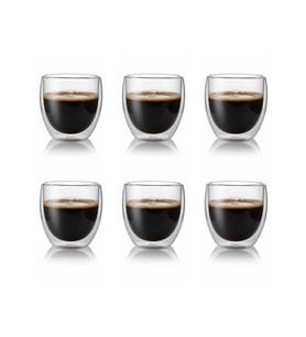 6’lı Set Cappuccino Bardağı Latte Bardağı Çift Cidarlı Bardak Americano Bardağı 250 ml Kahve Bardağı