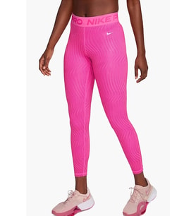 Nike Pro Dri Fit Trainning Medium Support Mid Rise 7/8 Length Kadın Desenli Antrenman Taytı Pembe