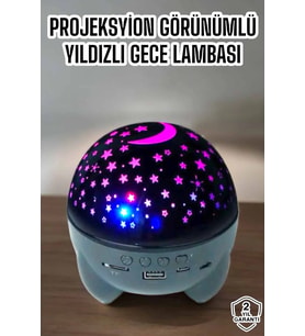 Yıldız Yansıtmalı Projeksiyon Gece Lambası Şarjlı Taşınabilir
