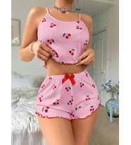 2Lİ Kirazlı Şortlu Pijama Takım