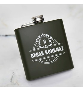 Elit Tasarım Kişiye Özel İçki Matarası 6 Oz Yeşil
