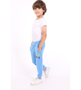 Toontoy Erkek Çocuk İki Yanı Cep Detaylı Nakışlı Eşofman Alt (Mavi)