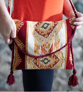 BK Gift El Yapımı Otantik Türk Kilim Omuz Çantası -4, Günlük, Kitap, Tablet, Plaj ve Seyahat Çantası