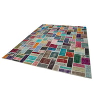 Turkuaz Patchwork Geometrik Desenli Salon Halısı El Dokuma Yumuşak Doku Yatak Odası