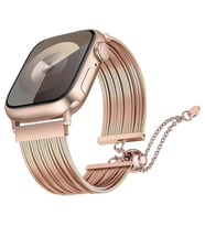 Apple Watch 10/11 42mm-38/40/41mm Kordon Metal İnce Detaylı Band 137 2/3/4/5/6/s (Rose)