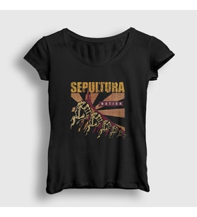 Presmono Kadın Siyah Nations Sepultura T-Shirt 173370tt