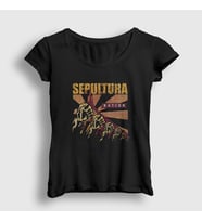 Presmono Kadın Siyah Nations Sepultura T-Shirt 173370tt