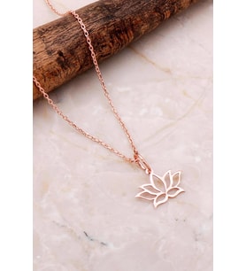 Lotus Çiçeği Rose Gümüş Kolye 7192