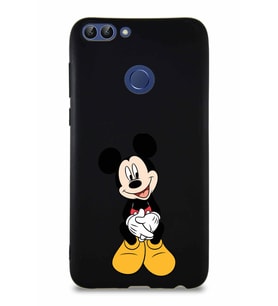 Huawei P Smart Soft Premier Kapak Mickey Mouse-A Tasarımlı Silikon Kılıf - Siyah (Şeffaf)