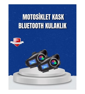 Mey İthalat® LCD Ekranlı Bluetooth Kask Kulaklığı FM Radyo ve SD Kart Girişli