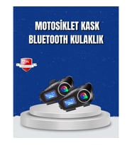 Mey İthalat® LCD Ekranlı Bluetooth Kask Kulaklığı FM Radyo ve SD Kart Girişli