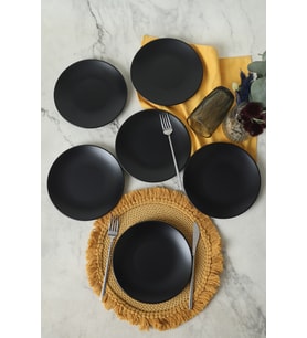 Ege Mat Siyah Pasta Tabağı 20 cm 6'lı Set, Şık ve Zarif Sunumlar İçin