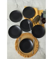 Ege Mat Siyah Pasta Tabağı 20 cm 6'lı Set, Şık ve Zarif Sunumlar İçin