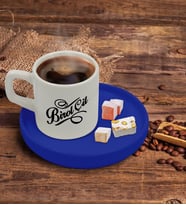 BK Gift Kişiye Özel Mavi Sunum Tabaklı İsimli Türk Kahvesi Fincanı Model 5
