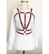 Beli Çift Sıralı Üçgen Deri Harness - APFT114 (Kırmızı)
