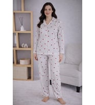Kadın 7114 Uzun Kol Düğmeli Pijama Takımı