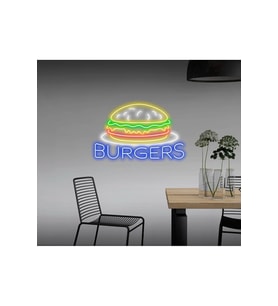 BURGERS Yazılı ve Şekilli Neon Tabela