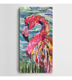 Pembe Flamingo Renkli Panoramik Kanvas Tablo