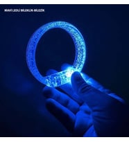 Mavi Led Işıklı Baskı Yapılabilen Pilli Bileklik Bilezik 1,5 cm Genişlik (5343)