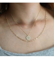 Taşlı Çiçek Kolye (Gold)