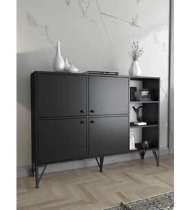 Wood'n Love Zeta 140 Cm Metal Ayaklı Konsol - Siyah / Siyah