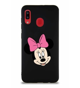 Samsung Galaxy A30 Soft Premier Kapak Minnie Mouse-C Tasarımlı Silikon Kılıf - Siyah (Şeffaf)