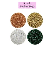 Dökme Cam Kum Boncuk (8/0) 3 mm - 4 Renk - Toplam 80 Gram - BNC416