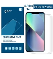 GOR iPhone 13 Pro Max Darbe Emici Ekran Koruyucu Jelatin 5 Adet Set-(5775) - SSSSSS5315-8780