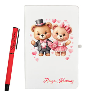 Sevgiliye Hediye Kişiye Özel Defter ve Roller Kalem Seti