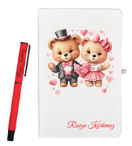 Sevgiliye Hediye Kişiye Özel Defter ve Roller Kalem Seti