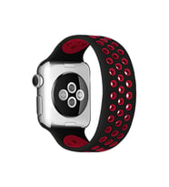 Uray store Apple Watch 42mm Ayarlı Delikli Silikon Kordon - Siyah-Kırmızı