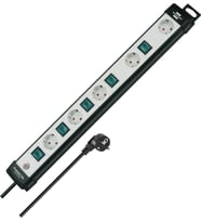 Brennenstuhl Premium-Line 5 Soketli Ayrı Anahtarlı 3 Metre Kablolu Montaj Özellikli  Priz (Siyah - Açık Gri)