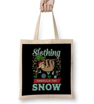 Cute Slothing Through the Snow Christmas Sloth Bez Çanta Uzun Saplı
