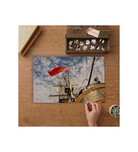 Korsan Gemisinin Arka Kısmı Tasarımı 240 parça Ahşap Puzzle Ahşap Kutuda MP00445