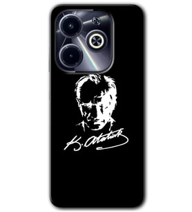 İnfinix Hot 40i Kılıf HD Desen Baskılı Kılıf - Atatürk Silüet İmza