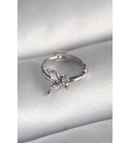 316L Çelik Gümüş Renk Zirkon Taşlı Kelebek Model Tragus Piercing