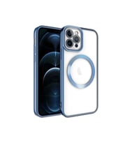 Apple iPhone 12 Pro Max Uyumlu Kılıf M-safe Wireless Şarj Özellikli Zore Setro Silikon (Mavi)