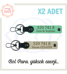 Yeşil-S Kahve, İsme Özel Hediye Huzur Veren 520 741 8 Sayılı Yüksek Enerji Ve Denge, 2'li Anahtarlık