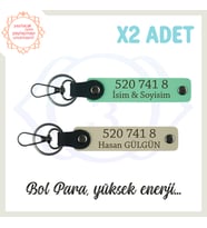 Yeşil-S Kahve, İsme Özel Hediye Huzur Veren 520 741 8 Sayılı Yüksek Enerji Ve Denge, 2'li Anahtarlık