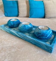 3'lü Beton Tabaklı Mumluk Set,dekoratif Mumluk,hediyelik Eşya,Mumlar Dahildir.