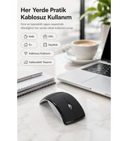 Katlanabilir 2.4G Kablosuz Mouse İnce Taşınabilir Ev & Ofis Tipi Siyah Mouse