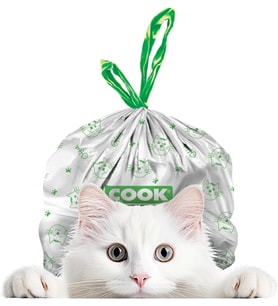 Kedi Tuvaleti Büzgülü Çöp Torbası, 55 x 30 cm, 20 Yaprak, Sabun Kokulu, Beyaz