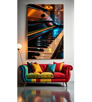 PİANO TUŞLARI Ev Duvar Salon Güzellik Salonu Ofis Dükkan Dekarasyon Kanvas Tablo (Çok Renkli)