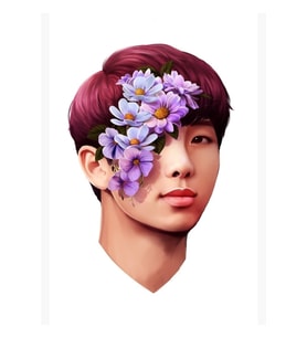 Çiçekler + Namjoon Tablo Ahşap Poster Dekoratif Kod2872