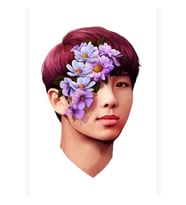 Çiçekler + Namjoon Tablo Ahşap Poster Dekoratif Kod2872