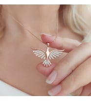Vaoov 925 Ayar Gümüş Zümrüdü Anka Kuşu Kolye (Rose)