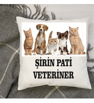 Kişiye Özel Ev Hediyesi Pati Sever  Beyaz İpeksi Kadife Yastık