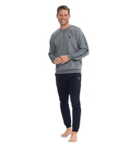 U.S. Polo Assn. Erkek Uzun Kollu Kol Detaylı Pijama Takımı (Antrasit)