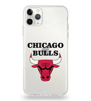 Apple iPhone 11 Pro Max Uyumlu Kapak Chicago Bulls Tasarımlı Şeffaf Silikon Kılıf
